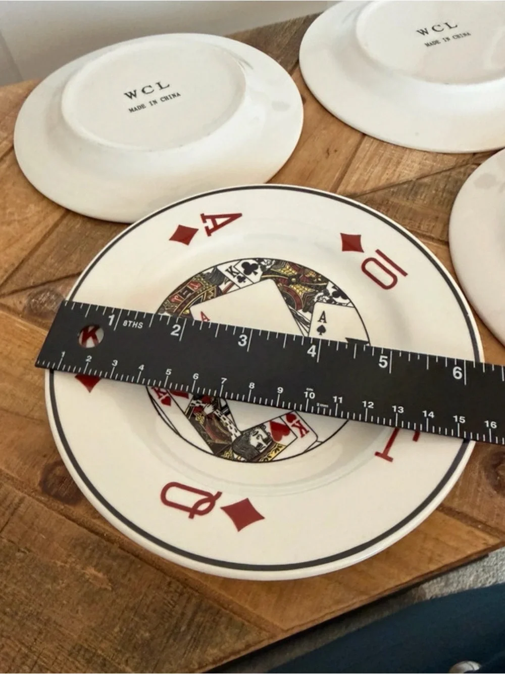 Playing Card Dessert Plate Set - White and Red